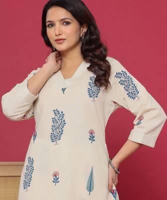 Women Floral Printed Regular Pure Cotton Kurta with Palazzos 2