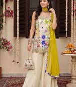 Women Floral Printed Regular Thread Work Kurta with Palazzos & With Dupatta
