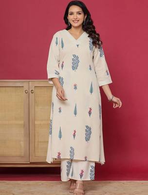 Women Floral Printed Regular Pure Cotton Kurta with Palazzos 1