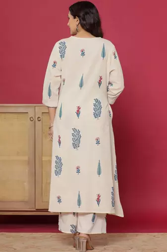 Women Floral Printed Regular Pure Cotton Kurta with Palazzos
