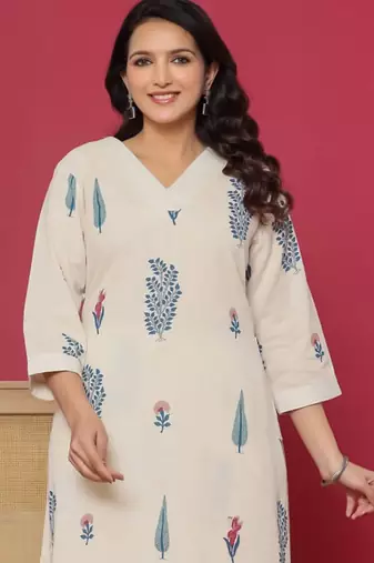 Women Floral Printed Regular Pure Cotton Kurta with Palazzos