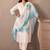 Floral Printed V-Neck Linen Straight Kurta With Trousers & Dupatta
