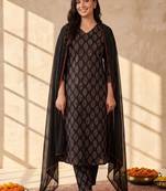 Women Ethnic Motifs Printed Regular Pure Cotton Kurta with Trousers & With Dupatta