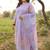 Plus Size Purple Printed Straight Kurta Trousers With Dupatta Set