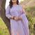 Plus Size Purple Printed Straight Kurta Trousers With Dupatta Set