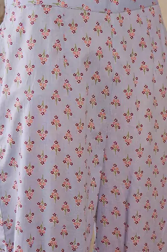 Women Floral Printed Regular Thread Work Pure Cotton Kurta with Salwar & With Dupatta