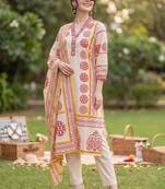Women Ethnic Motifs Printed Regular Pure Cotton Kurta with Trousers & With Dupatta