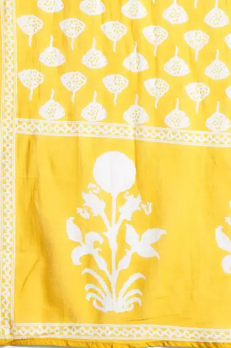 Floral Printed Mirror Work Pure Cotton Kurta with Trousers & With Dupatta