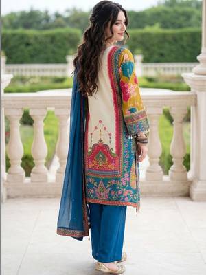 Women Ethnic Motifs Printed Regular Mirror Work Kurta with Palazzos & With Dupatta 5