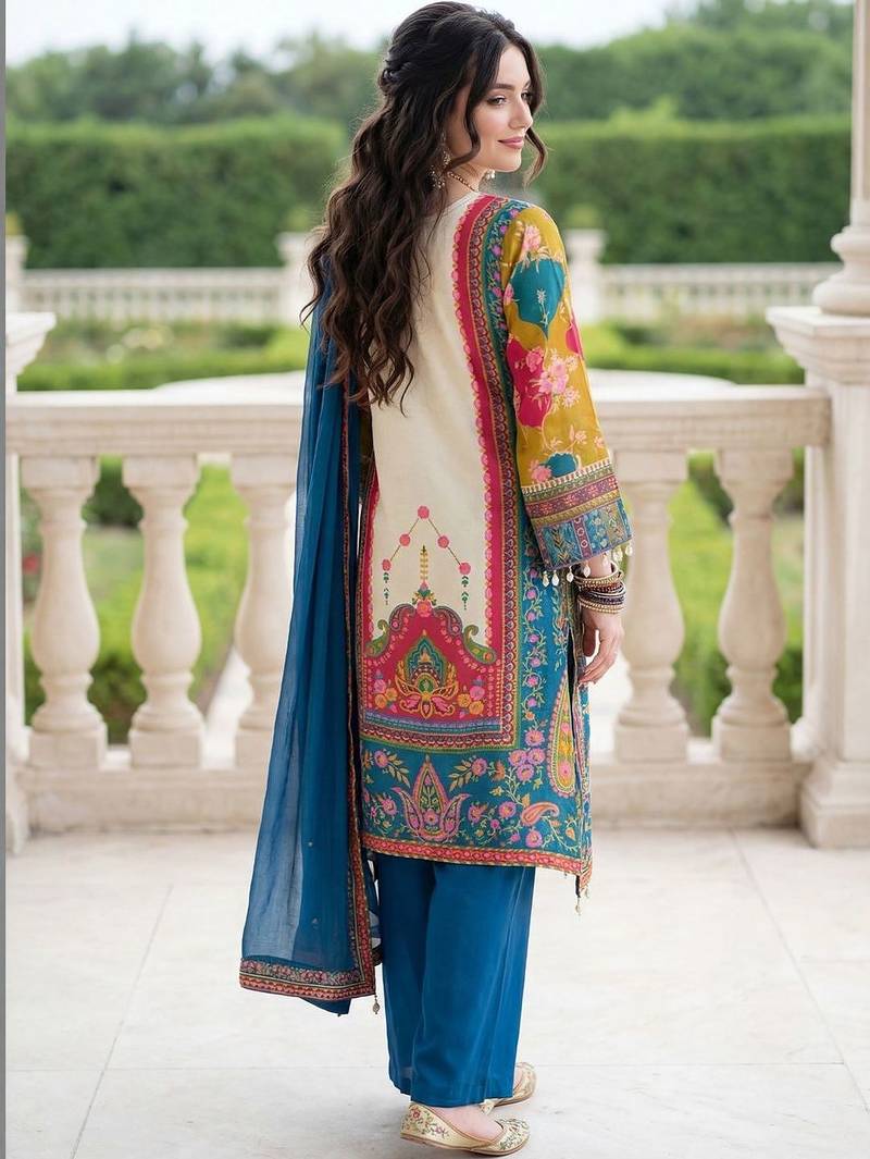 Women Ethnic Motifs Printed Regular Mirror Work Kurta with Palazzos & With Dupatta