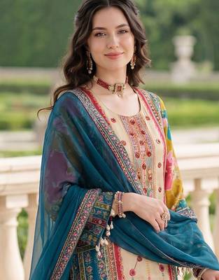 Women Ethnic Motifs Printed Regular Mirror Work Kurta with Palazzos & With Dupatta 6