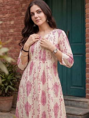 Women Floral Printed Regular Pure Cotton Kurta with Trousers 2