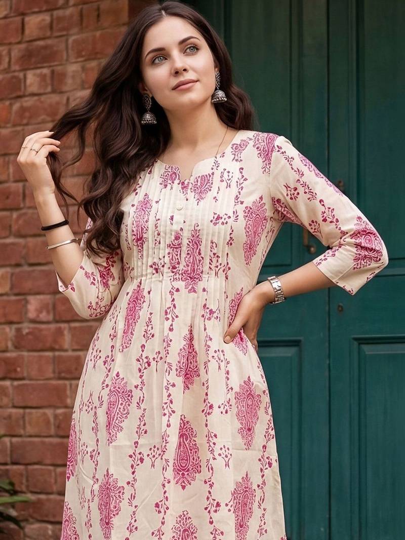 Women Floral Printed Regular Pure Cotton Kurta with Trousers