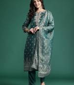 Ethnic Motifs Embroidered Kurta with Trousers & With Dupatta