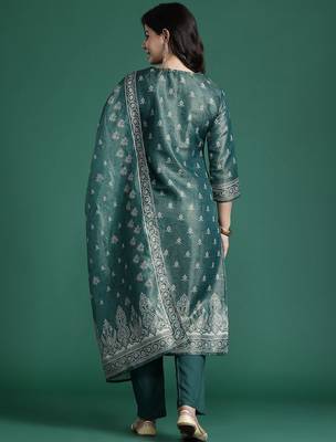 Ethnic Motifs Embroidered Kurta with Trousers & With Dupatta 7