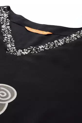 Printed Beads and Stones Detail Kurta with Trousers