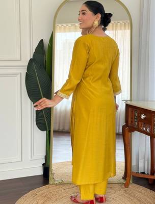 Women Ethnic Motifs Embroidered Regular Sequinned Kurta with Trousers & With Dupatta 7