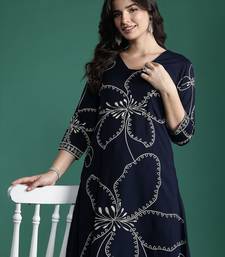 Floral Printed Mirror Work Kurta with Trousers