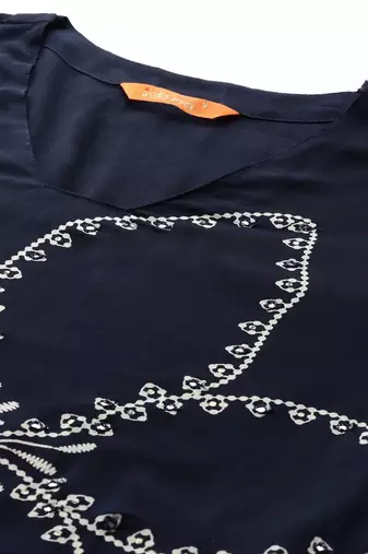 Floral Printed Mirror Work Kurta with Trousers