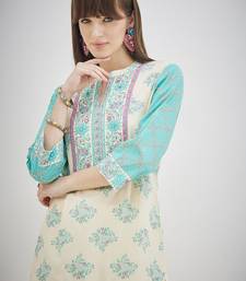 Women Floral Printed Regular Beads and Stones Pure Cotton Kurta with Trousers