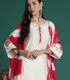 Ethnic Motifs Yoke Design Zari Kurta with Trousers & Dupatta