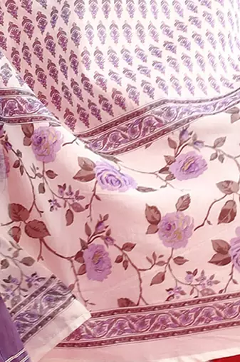 Floral Empire Sequinned Pure Cotton A-Line Kurta with Trousers & Dupatta