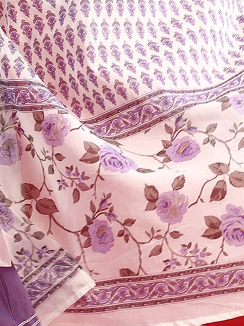 Floral Empire Sequinned Pure Cotton A-Line Kurta with Trousers & Dupatta