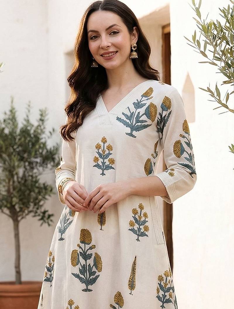 Women Floral Printed Regular Pure Cotton Kurta with Palazzos