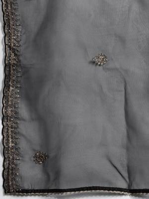 Ethnic Motifs Embroidered Liva Kurta with Trousers & With Dupatta 5