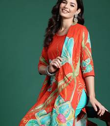 Floral Printed Beads & Stones Pure Cotton Kurta With Trousers & Dupatta
