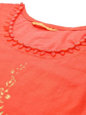 Floral Printed Beads & Stones Pure Cotton Kurta With Trousers & Dupatta 3