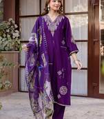 Women Ethnic Motifs Embroidered Regular Thread Work Kurta with Trousers & With Dupatta