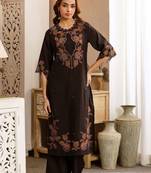 Women Floral Embroidered Regular Thread Work Kurta with Palazzos