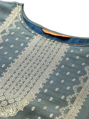 Ethnic Motifs Jacquard Zari Kurta With Trousers & Dupatta 2