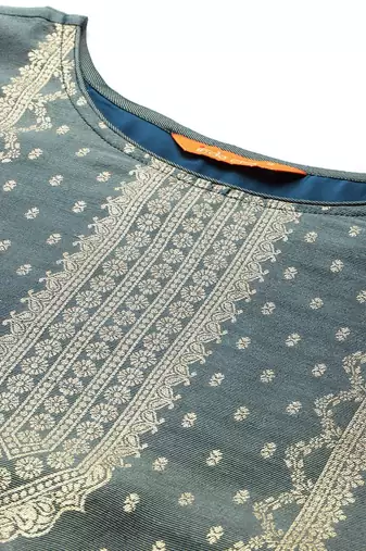 Ethnic Motifs Jacquard Zari Kurta With Trousers & Dupatta