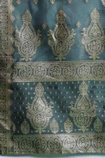 Ethnic Motifs Jacquard Zari Kurta With Trousers & Dupatta