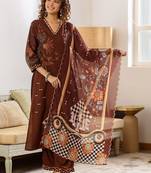 Women Ethnic Motifs Printed Regular Thread Work Kurta with Trousers & With Dupatta