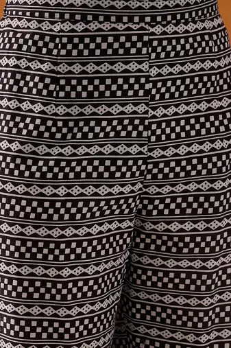 Geometric Printed Mirror Work Pure Cotton Kurta With Palazzos & Dupatta