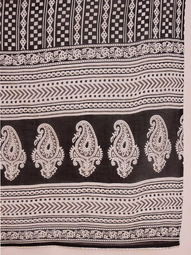 Geometric Printed Mirror Work Pure Cotton Kurta With Palazzos & Dupatta