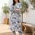 Women Floral Printed Regular Thread Work Pure Cotton Kurta with Trousers