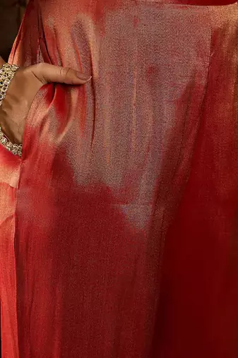 Floral Embroidered V-Neck Regular Liva Kurta With Trouser With Dupatta