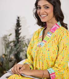 V-Neck Printed Pure Cotton A-Line Kurta with Trousers