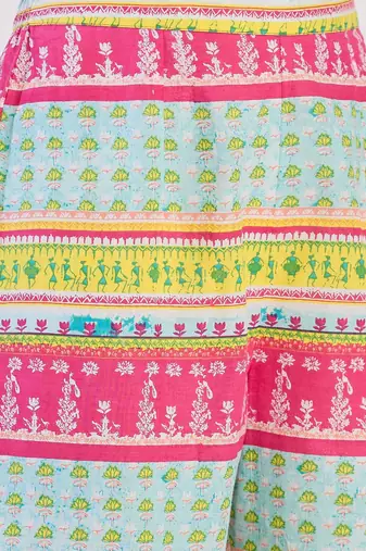 V-Neck Printed Pure Cotton A-Line Kurta with Trousers