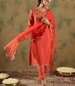 Ethnic Motifs Embroidered Kurta With Trousers & Dupatta