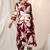Floral Printed Shirt Collar Sequinned Kurta with Trousers