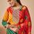 Women Leheriya Dyed Regular Thread Work Kurta with Trousers & With Dupatta