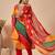 Women Leheriya Dyed Regular Thread Work Kurta with Trousers & With Dupatta