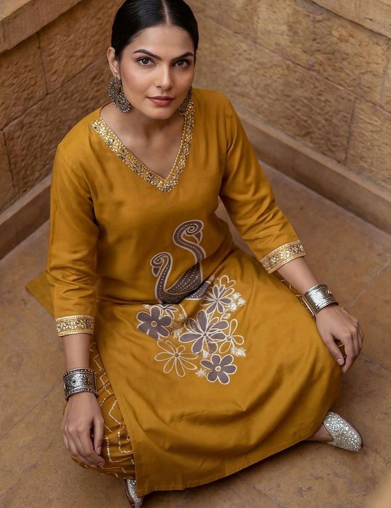 Women Ethnic Motifs Printed Regular Sequinned Kurta with Patiala