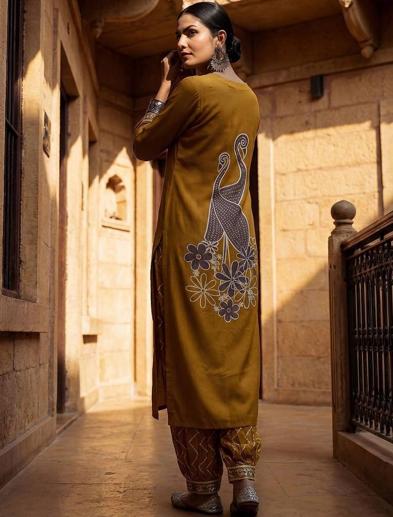 Women Ethnic Motifs Printed Regular Sequinned Kurta with Patiala