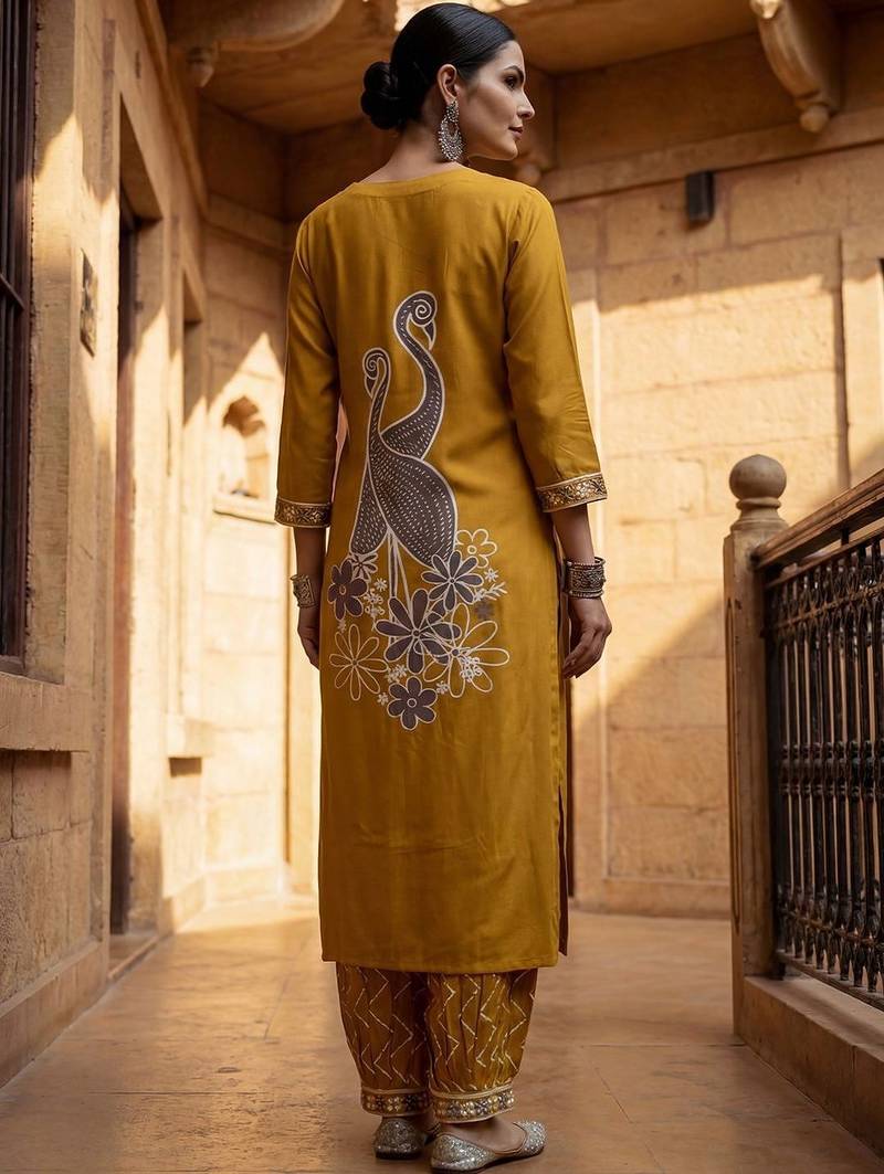 Women Ethnic Motifs Printed Regular Sequinned Kurta with Patiala